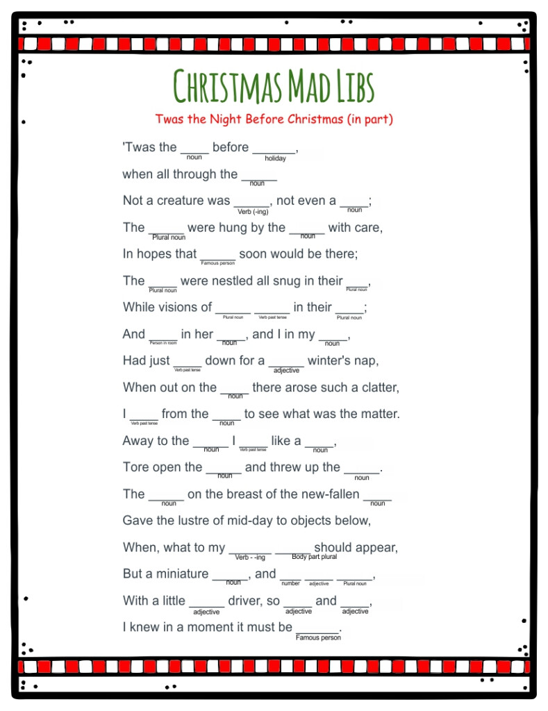 10 Best Blank Printable Christmas Mad Libs Printablee