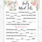 Baby Mad Libs Mommy Advice Card Pink Elephant Baby Shower Etsy