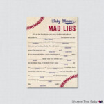 Baseball Baby Shower Mad Libs Printable Baby Shower Advice Etsy