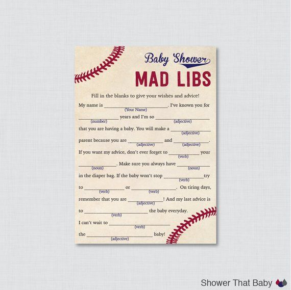 Baseball Baby Shower Mad Libs Printable Baby Shower Advice Etsy 