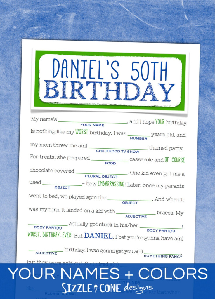 Birthday Mad Libs Adult Birthday Party Game By SizzleConeDesign