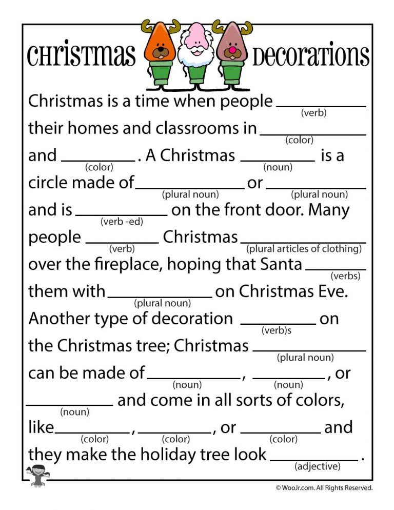 Christmas Decorations Mad Libs Woo Jr Kids Activities Christmas 