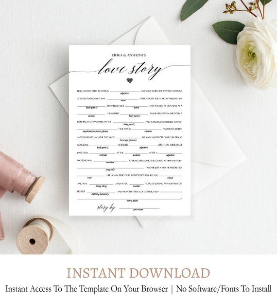 CUSTOM Wedding Mad Libs Funny Mad Libs Game Printable Etsy Fun