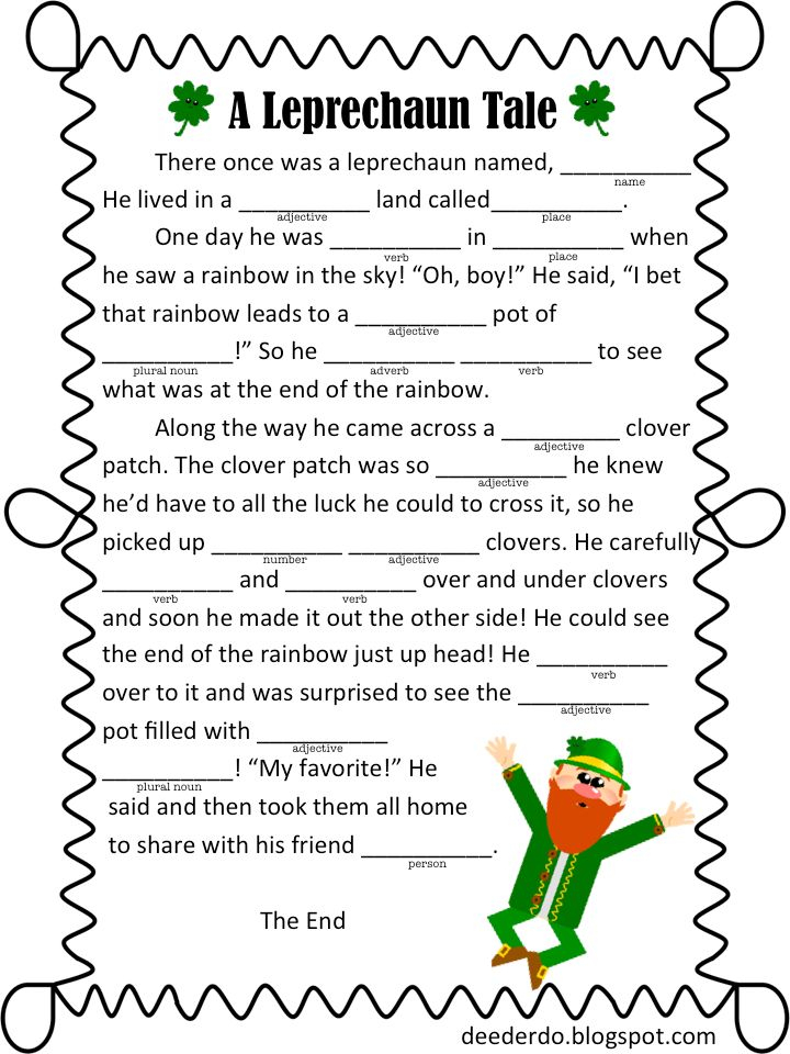 Deeder Do Leprechaun Mad Lib FREEBIE St Patrick s Day Games St 