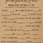 Engagement Libs Mad Libs Wedding Mad Libs Bridal Shower Etsy