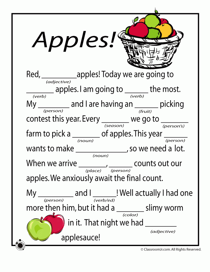 Fall Ad Libs Apples Woo Jr Kids Activities Children s Publishing