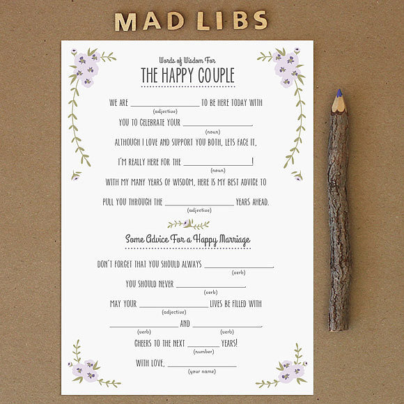 Free Printable Wedding Mad Libs Popsugar Smart Living 2022 