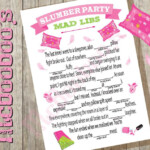 INSTANT DOWNLOAD Sleepover Slumber Birthday Party Game Mad Lib 5x7