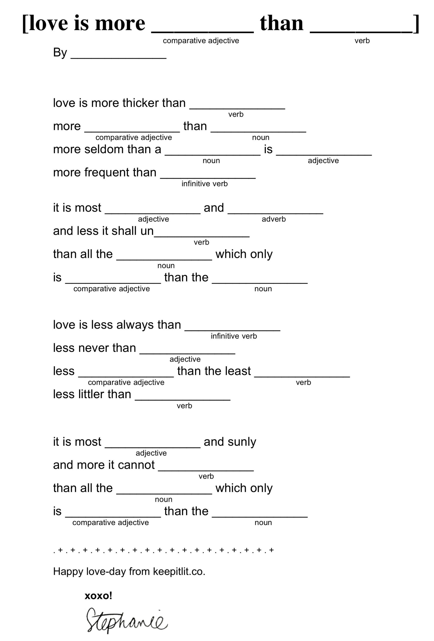 Literary Mad Libs For A Lovely Valentine s Day Care To Challenge E E