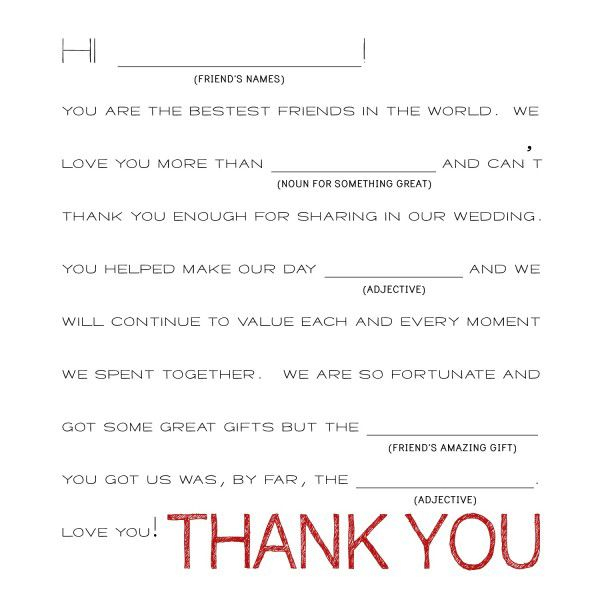Mad Libs Thank You Notes Printable 2022 Printablemadlibs