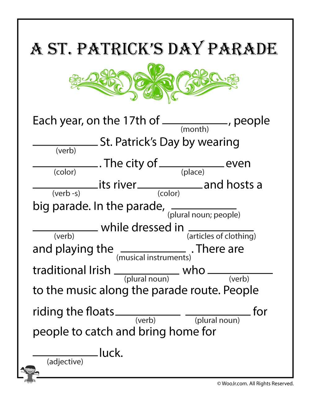 st patricks day mad libs printable