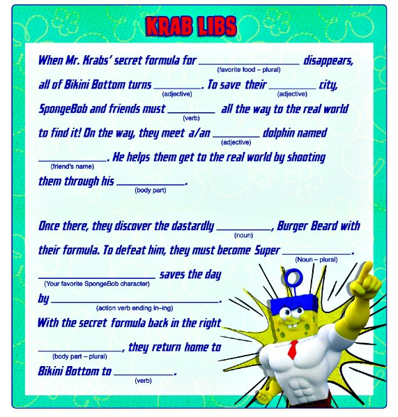 Summer Of Sponge Bob Exclusive Download Free Printable Krab Libs