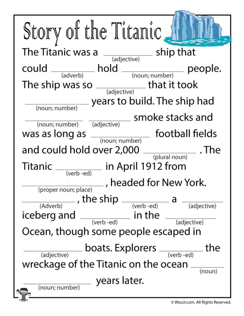 Titanic Fill In The Blank Ad Libs Woo Jr Kids Activities Children 