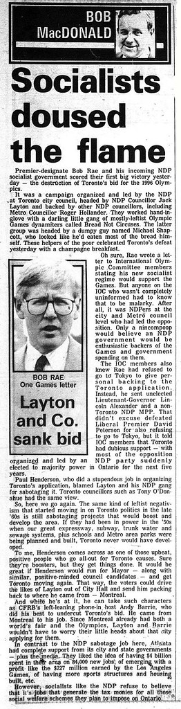 Toronto Sun Mad Libs 1996 Olympic Bid Edition