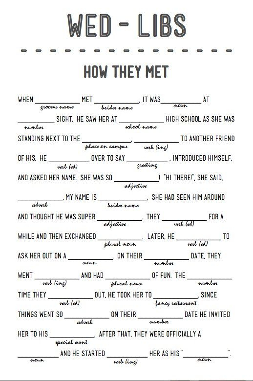 14 Free Fun And Printable Wedding Mad Libs Wedding Mad Libs 