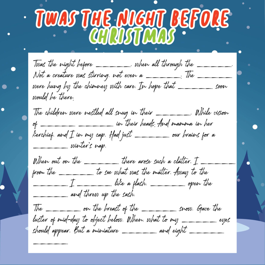 6 Best Night Before Christmas Mad Libs Printable Printablee