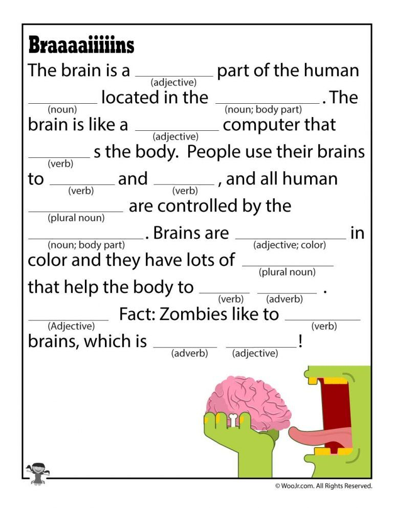 Brains Printable Ad Libs For Kids Woo Jr Kids Activities Children 