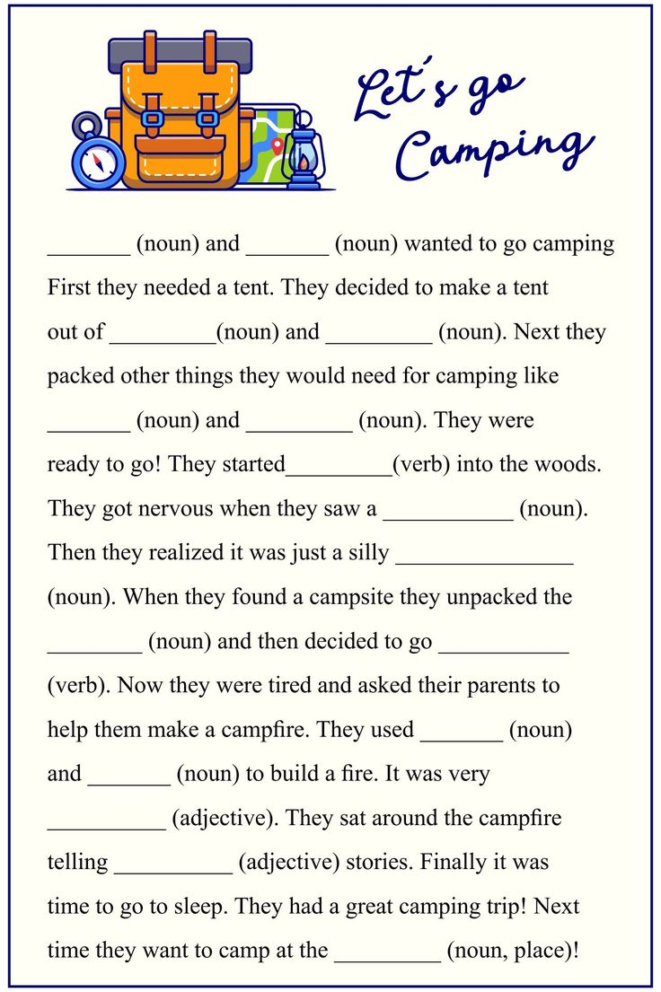 Camp Mad Libs Printable