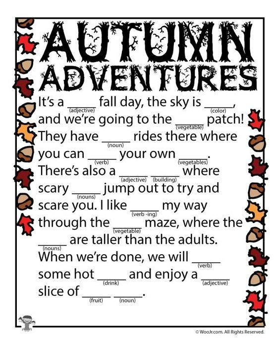 Fall Themed Mad Libs Printable 2023 Printablemadlibs