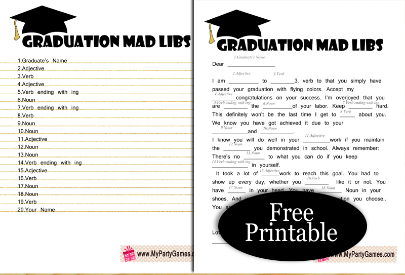Free Printable Grad Libs Or Graduation Mad Libs Game