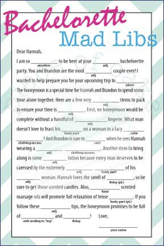 Free Printable Lingerie Shower Mad Libs Printable Mad Libs