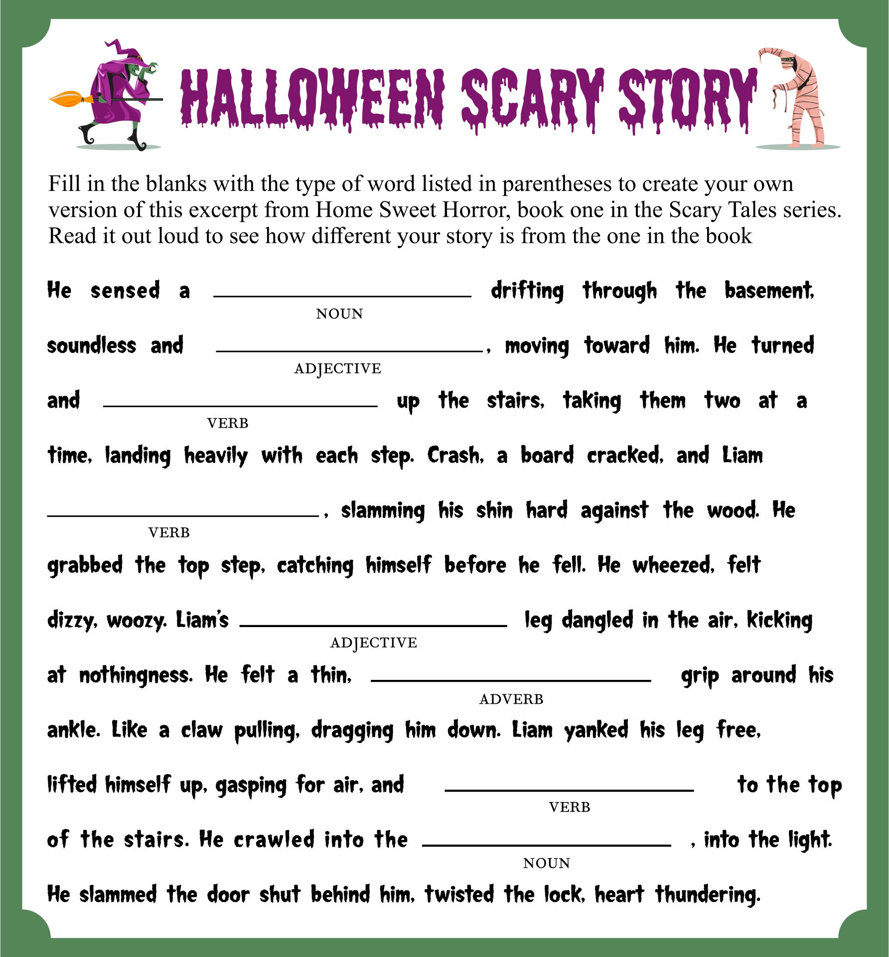 Halloween Mad Libs Printable Free Printable World Holiday