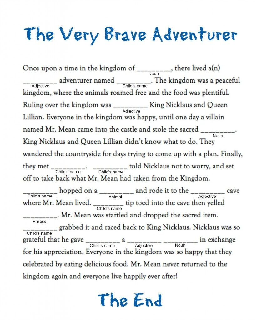 Mad Libs Fairy Tales Printable Mad Libs Printable