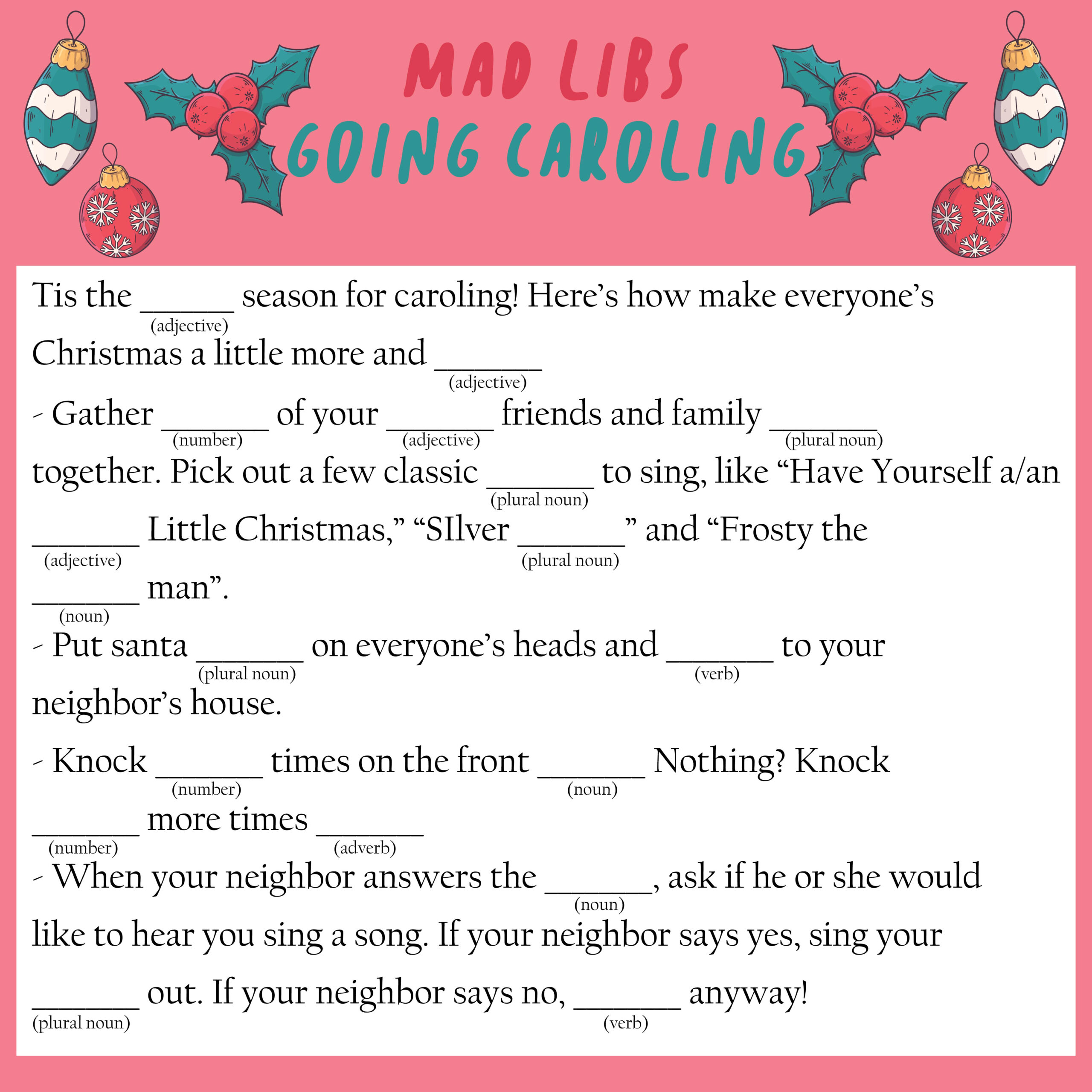 Mad Libs Printabls 2022 Printablemadlibs