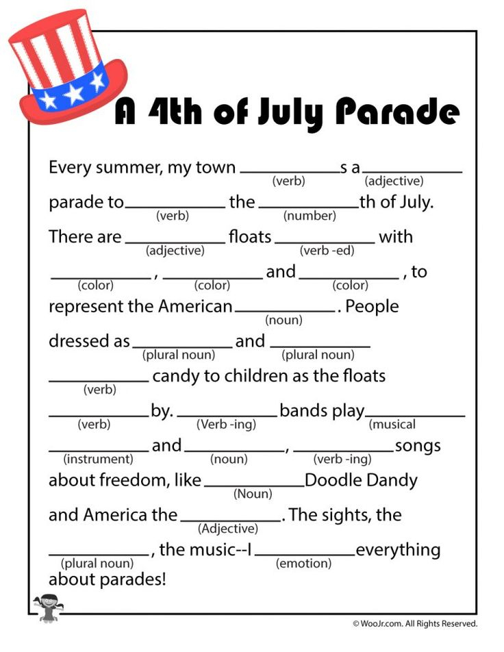 Printable 4th Of July Ad Libs For Kids Independence Day Activities