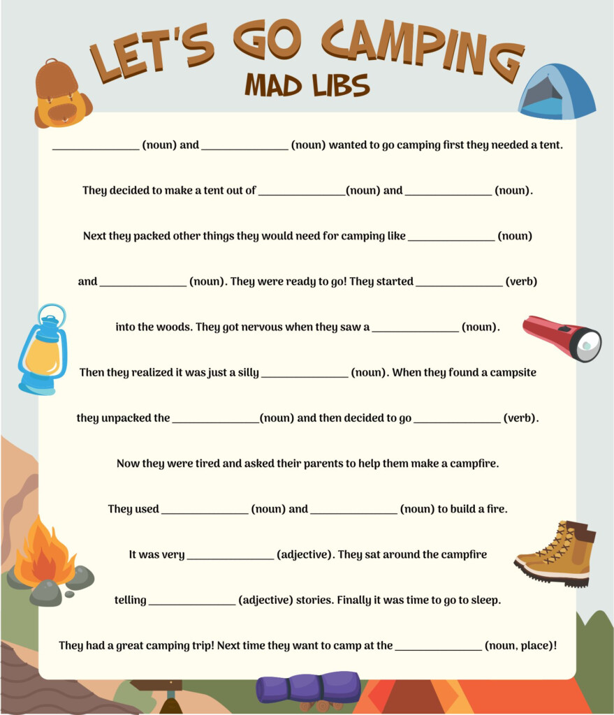 Printable Mad Libs For Camp Printable World Holiday