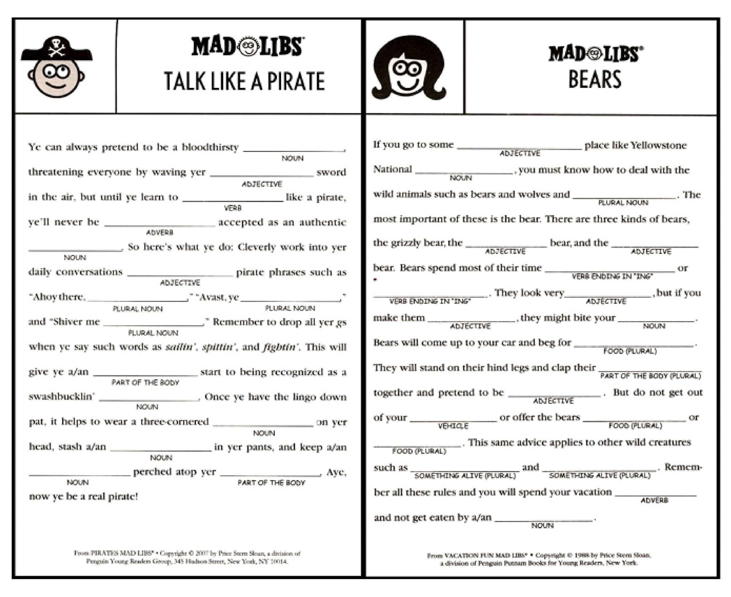 Printable Mad Libs Sheets For Adults Google Search Funny Party Games