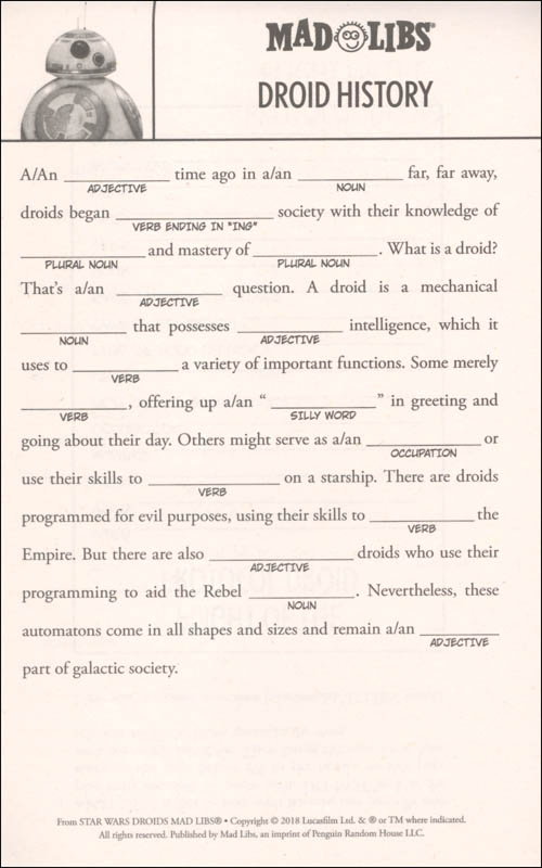 Star Wars Mad Libs Printable Printable Word Searches Printable