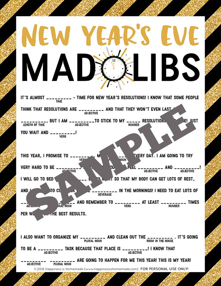 This Fun FREE New Year s Eve Mad Libs Printable Is Perfect For Kids Of 