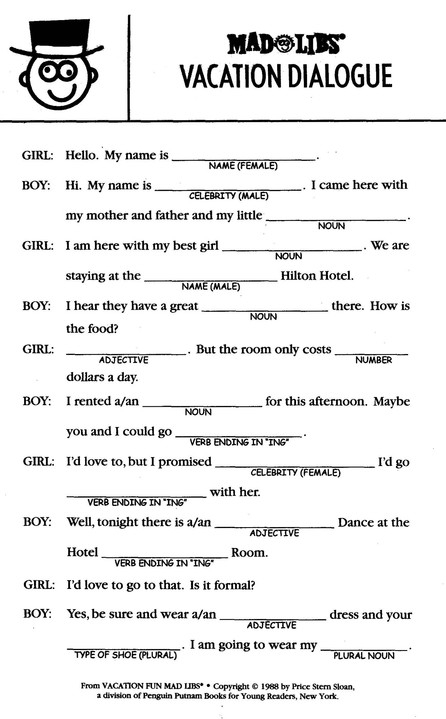 Vacation Fun Mad Libs A2Z Science Learning Toy Store