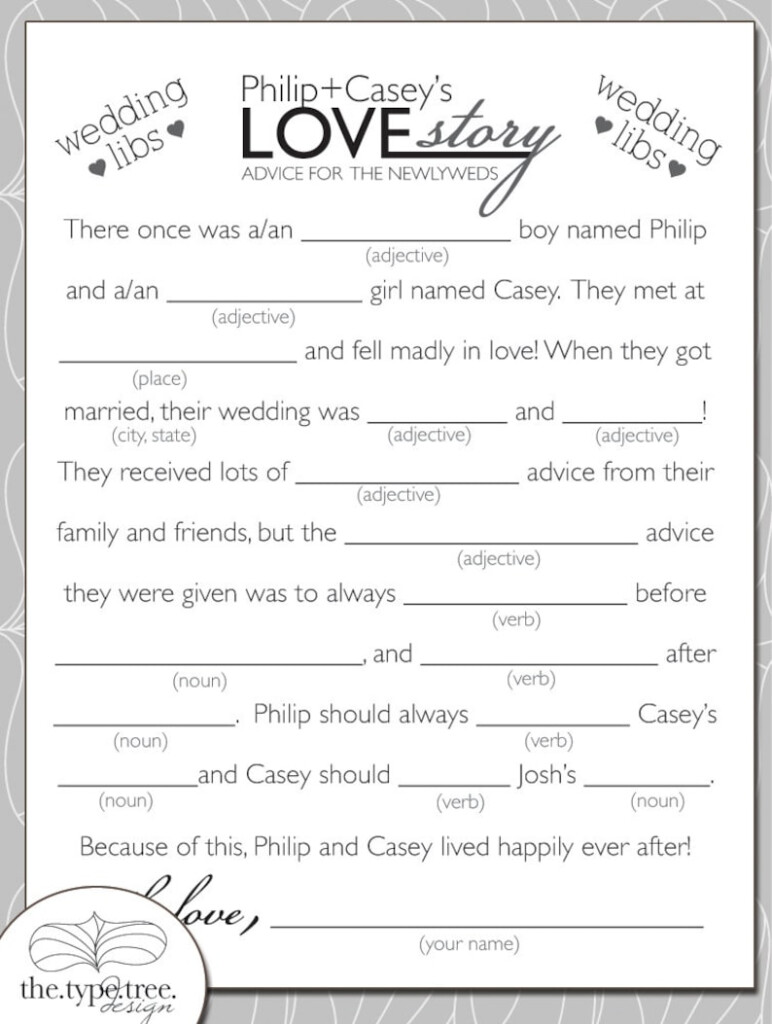 Wedding Mad Libs Printable Free